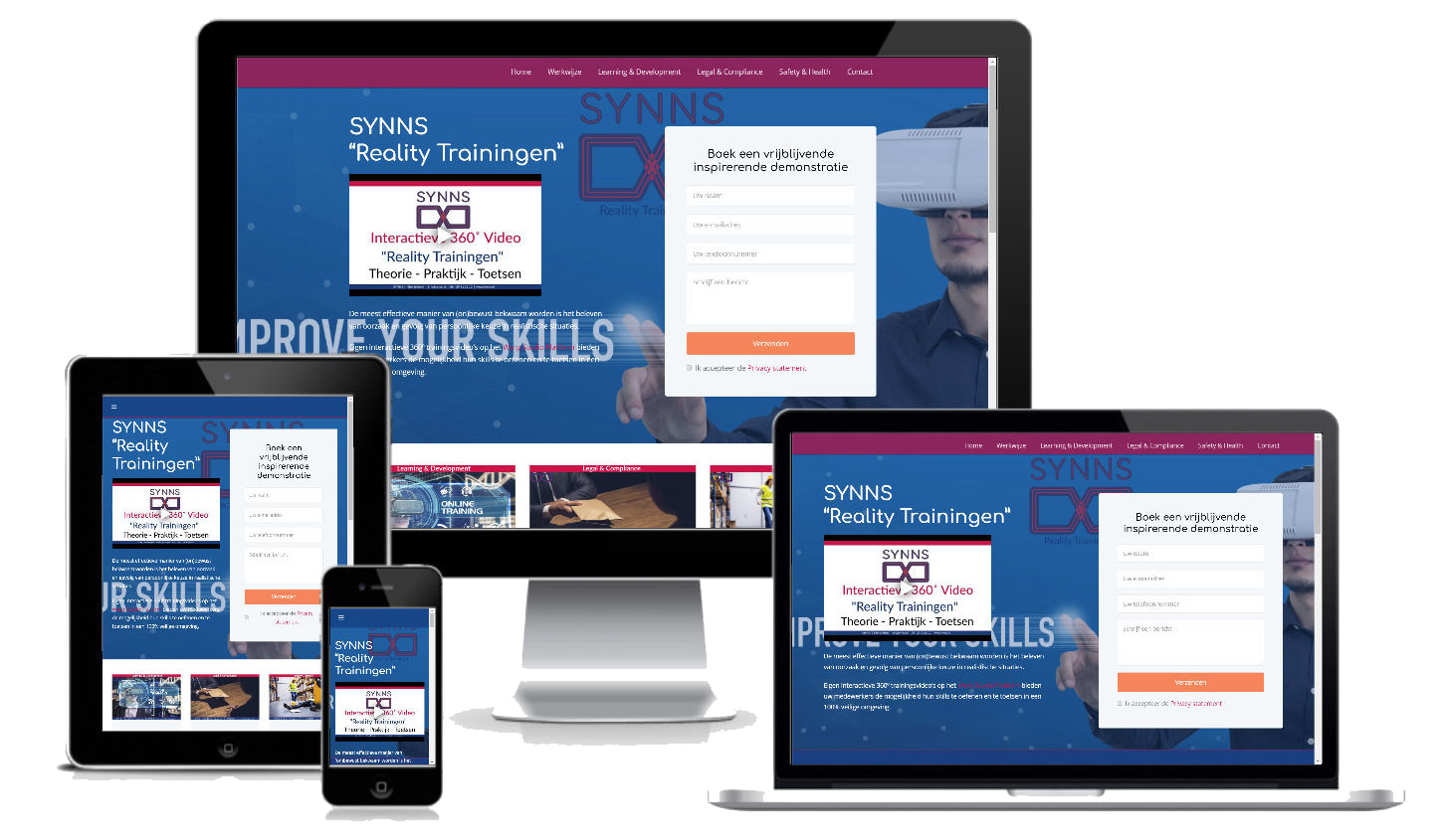 Publieke website van de Reallitytrainigen-applicatie