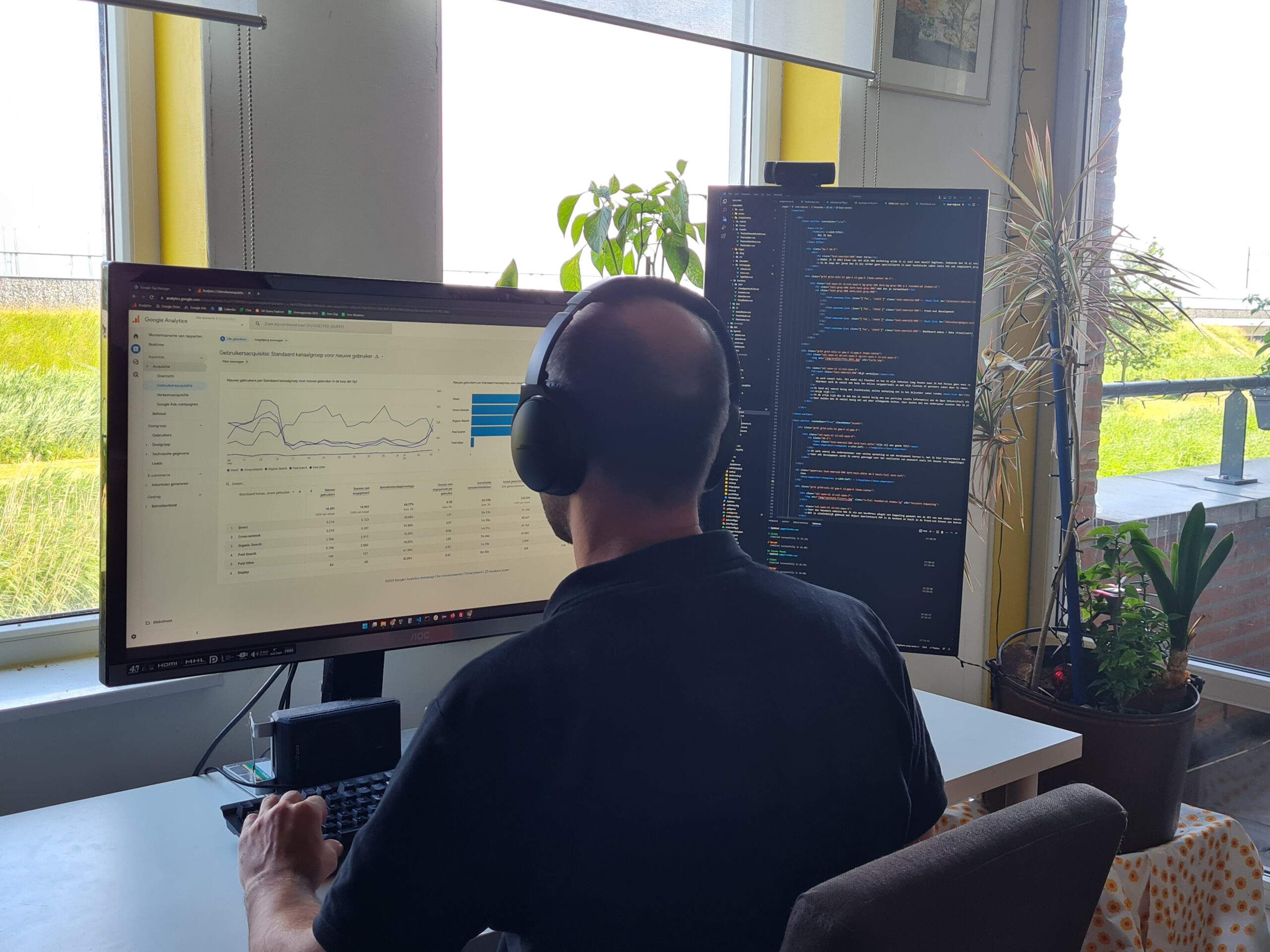 Freelance technisch webanalyst en webdeveloper aan het werk